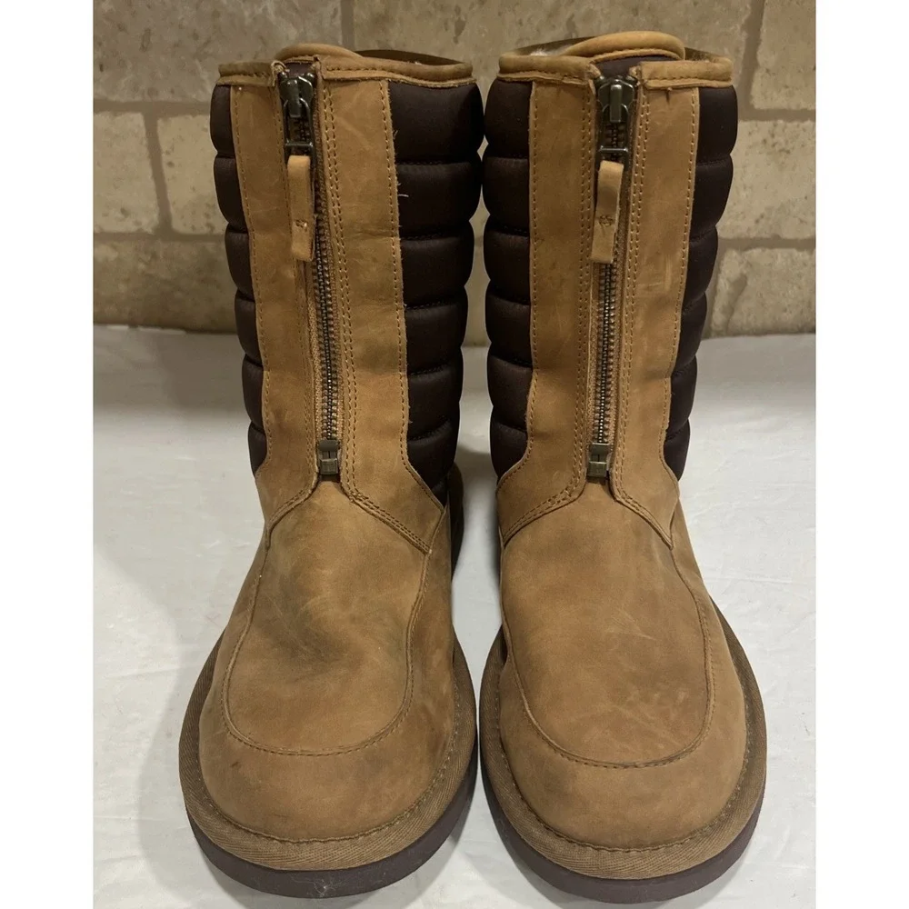 UGG 1013292 Zaire Chestnut Nubuck Nylon Waterproof Front Zip Boots Chestnut 7